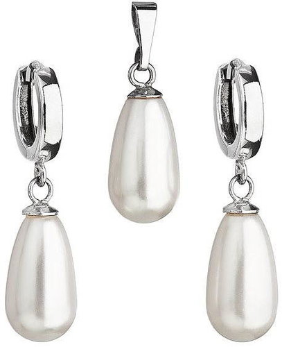 White pearl set Decorated Swarovski crystals (925/1000, 6.2 g) - Jewellery Gift Set - Main image