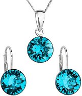 Blue zircon set decorated with Swarovski crystals 39140.3 (925/1000; 2.6 g) - Jewellery Gift Set