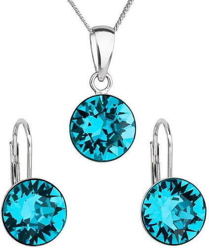 Blue zircon set decorated with Swarovski crystals 39140.3 (925/1000; 2.6 g) - Jewellery Gift Set - Main image
