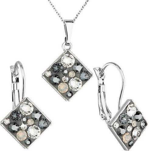 Silver night jewelery set made with Swarovski crystals 59004.5 - Jewellery Gift Set - Main image
