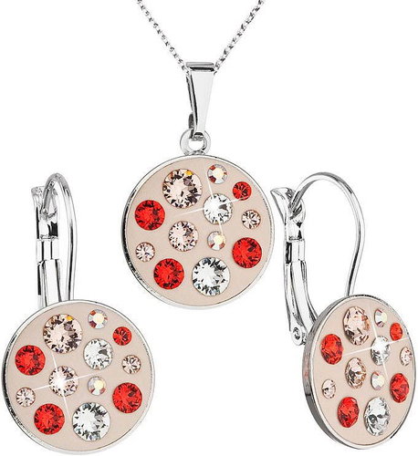 Light peach jewelery set made with Swarovski crystals 59008.3 - Jewellery Gift Set - Main image