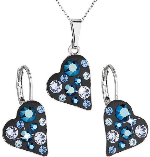 Metalic blue jewellery set made with Swarovski crystals 59010.5 - Jewellery Gift Set - Main image