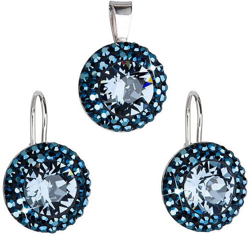 Metalic blue set made with Swarovski® crystals 39106.5 - Jewellery Gift Set - Main image