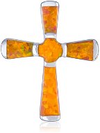 Prívesok strieborný, opál, kríž (925/1000, 3,3 g), oranžový - Prívesok