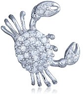 Silver pendant, zircon, crab (925/1000, 3.5 g), white - Charm
