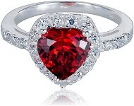 Silver ring, zircon heart, size 51 (925/1000, 3.8g), white + red - Ring