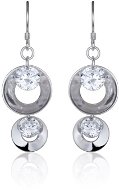 Silver earrings, zircon, hoops (925/1000, 4.1g), white - Earrings