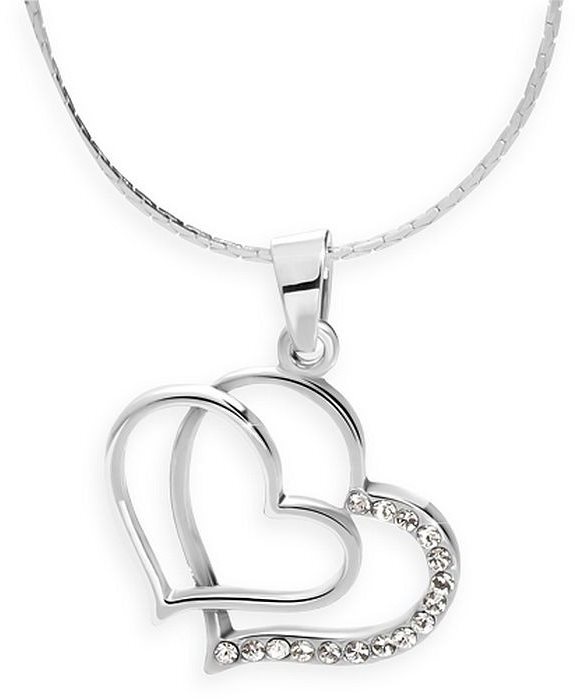 JSB Bijoux dupla szíves nyaklánc Swarovski® kristály kövekkel (fehér)
