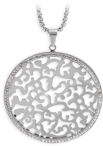 JSB Bijoux Steel Necklace Carved Heart with Swarovski® Crystal Stones - Necklace - Main image