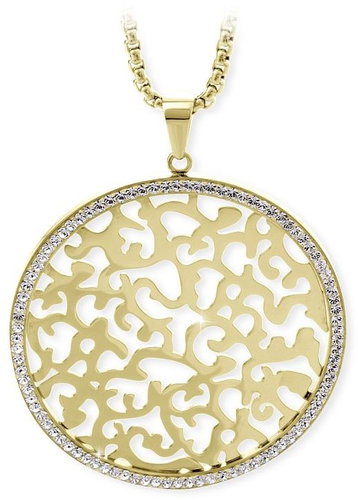 JSB Bijoux Steel Necklace Carved Heart with Swarovski® Crystal Stones - Necklace - Main image