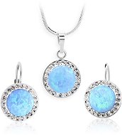JSB Bijoux Strieborná súprava Opály Blue ozdobené krištáľovými kameňmi Swarovski® - Darčeková sada šperkov