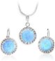 JSB Bijoux Silver Set Opals with Blue Trim Decorated with Swarovski® Crystal Stones (925/1000; - Jewellery Gift Set