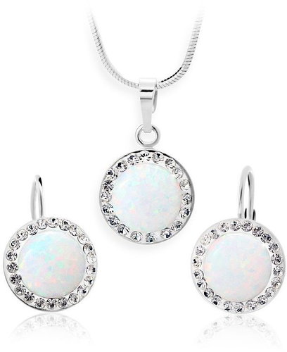 JSB Bijoux Silver Set Opals with White Swarovski®  (925/1000; 3.11g) - Jewellery Gift Set - Main image