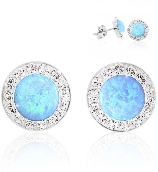 JSB Bijoux sötétkék opál Swarovski® kristály kövekkel díszítve (Ag, 925/1000; 1,44 g, kerek, kék)