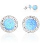 JSB Bijoux Opals with Blue Trim Decorated with Swarovski® Crystals (925/1000; 1.44g, Round, M - Earrings