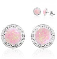JSB Bijoux Rosa Opals Decorated with Swarovski® Crystal Stones (925/1000; 1.44g, Round, R - Earrings