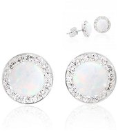 Earrings JSB Bijoux White Opals Decorated with Swarovski® Crystal Stones (925/1000; 1.44g, Round, - Náušnice