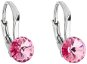 Earrings EVOLUTION GROUP 31230.3 Pendant Round Decorated Swarovski® Crystals (925/1000, 1.2g, Pink) - Náušnice