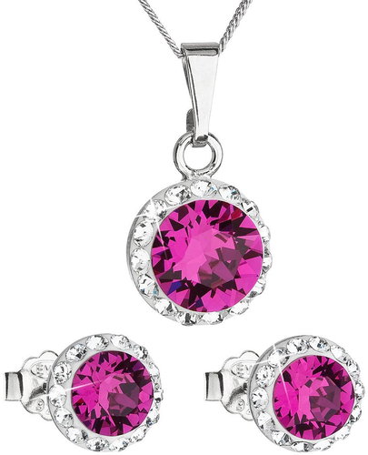 EVOLUTION GROUP39152.3 fuchsia set of Swarovski® crystals (925/1000, 3 g) - Jewellery Gift Set - Main image