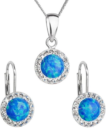 EVOLUTION GROUP 39160.1 blue synt. opal set decorated with Swarovski® crystals (925/1000, 2 g) - Jewellery Gift Set - Main image