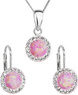 EVOLUTION GROUP 39160.1 Light Pink Synth. Opal Set Decorated with Preciosa® Crystals (925/1000, 2g) - Jewellery Gift Set