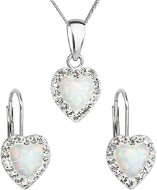 EVOLUTION GROUP 39161.1 White Synt. Opal Set Decorated with Preciosa® Crystals (925/1000, 2g) - Jewellery Gift Set