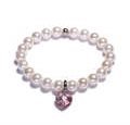LAVALIERE Ladies Pearl Bracelet - White Shell Pearls, Swarovski Heart Pendant - 454491-BZ-M - Bracelet