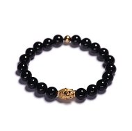LAVALIERE Men&#39;s beaded bracelet - black shiny agate, Buddha - 455423-ZL - Bracelet