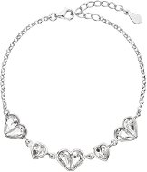 Bracelet EVOLUTION GROUP 33109.1 Decorated with Swarovski Crystals in the Shape of a Heart (925/1000, 3.9g, W - Náramek