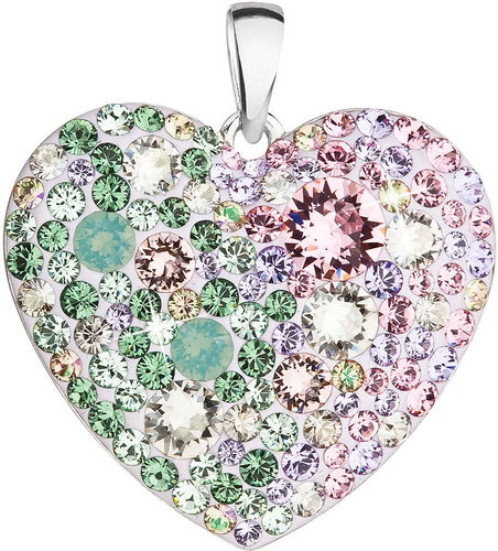 EVOLUTION GROUP 34243.3 Sakura Heart Decorated with Swarovski® Crystals (925/1000, 2 g, mixed colours) - Charm - Main image