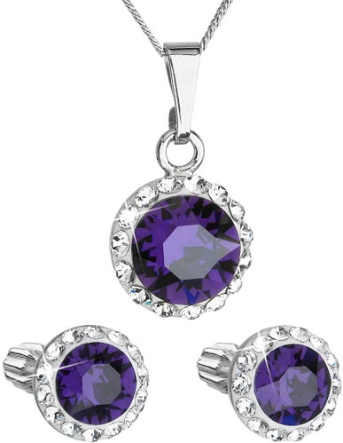 EVOLUTION GROUP 39352.3 purple velvet s krystaly Swarovski® (stříbro 925/1000; 3 g) - Dárková sada šperků - Main image