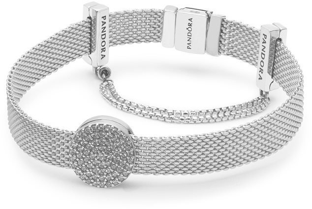Sterling silver mesh bracelet with snowflake clasp/598616C01-19 - Jewelry |  TIME