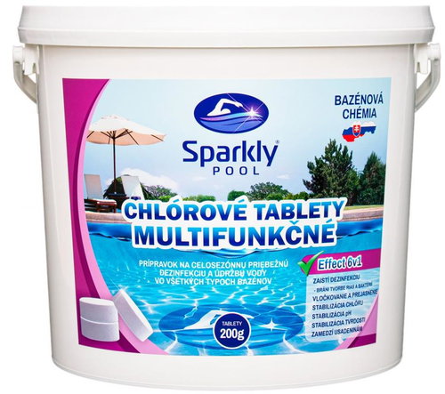 Sparkly POOL Swimming pool chlorine tablets 6in1 multifunctional 200 g 5 kg - Pool Chemicals - Main image