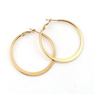 STYLE4 Premium round earrings 50 mm, golden steel - Earrings