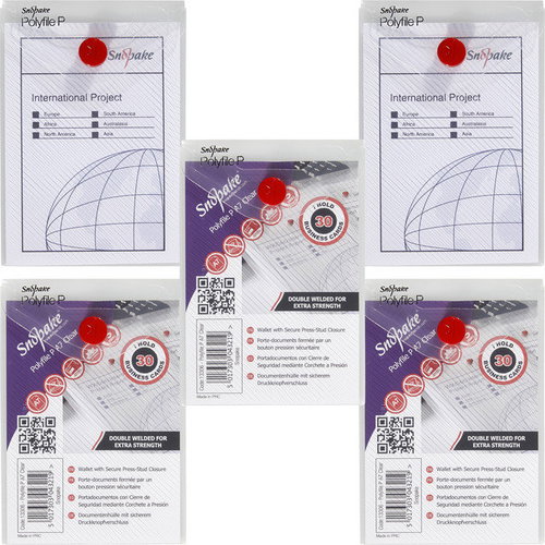 SNOPAKE Polyfile P Popper Wallet A7, Clear - Pack of 5 - Document Folder - Main image