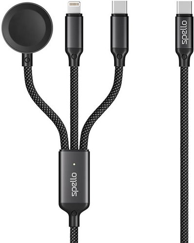 Spello 3in1 USB-C zu USB-C, Lightning und Apple Watch Kabel 1.2m - schwarz - Stromkabel - Hauptbild