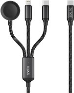 Spello 3in1 kabel USB-C na USB-C, Lightning ,Apple Watch - 1,2m, fekete - Tápkábel