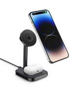 Töltőállvány Spigen ArcField MagFit Dual Wireless Charger MagSafe/iPhone/AirPods 7.5W/5W PF2100 Black - Nabíjecí stojánek