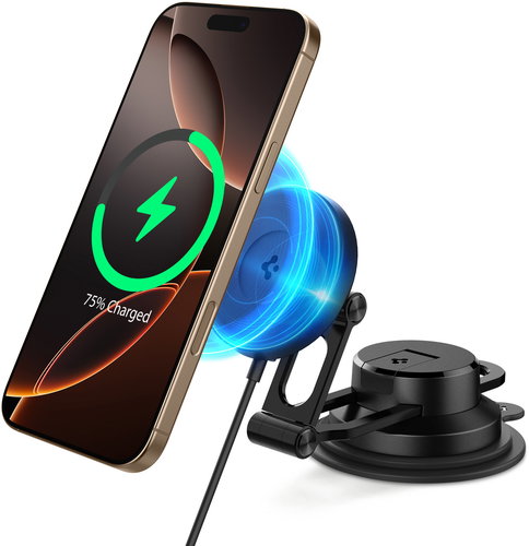 Spigen OneTap Pro 4 MagSafe Car Mount Charger Black Wireless Dashboard Windshield - Car Charger - Main image