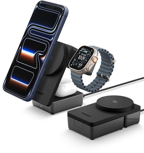 Spigen Essential MagSafe 3-in-1 Wireless Charger EF323MQ Black - Kabelloses Ladegerät - Hauptbild