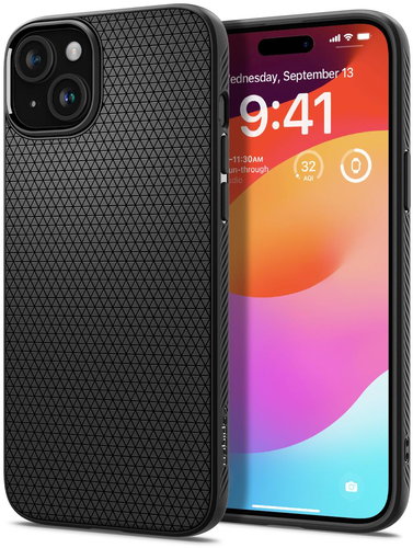 Spigen Liquid Air Matte Black iPhone 15 - Phone Cover - Main image