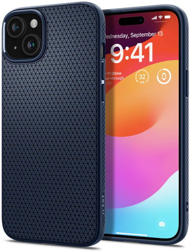 Spigen Liquid Air Navy Blue iPhone 15 Plus - Phone Cover - Main image