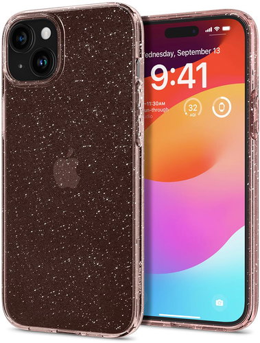 Spigen Liquid Crystal Glitter Rose Quartz iPhone 15 Plus tok - Telefon tok - Fő fotó