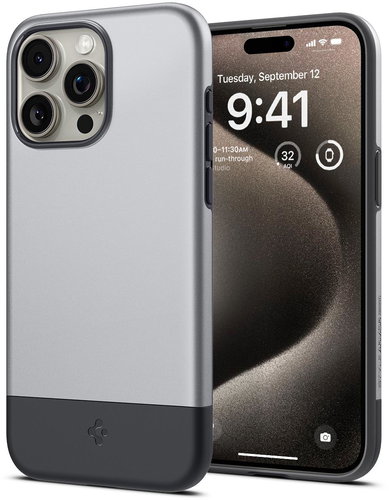 Spigen Style Armor Classic Silver iPhone 15 Pro MagSafe tok - Telefon tok - Fő fotó