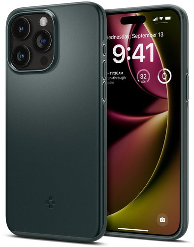 Spigen Thin Fit Abyss Green iPhone 15 Pro Max - Phone Cover - Main image