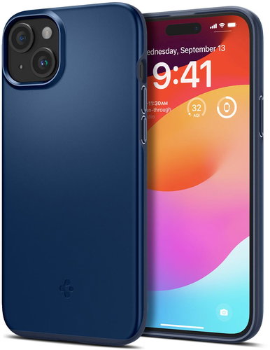 Spigen Thin Fit Navy Blue iPhone 15 - Phone Cover - Main image