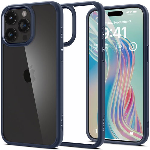 Spigen Ultra Hybrid Navy Blue iPhone 15 Pro - Phone Cover - Main image