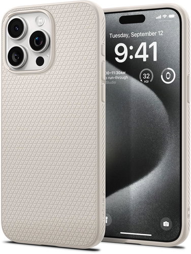 Spigen Liquid Air Natural Titanium iPhone 15 Pro Max - Phone Cover - Main image