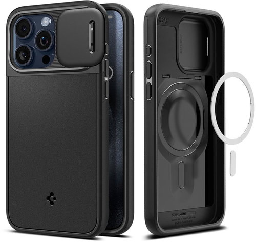 Spigen Optik Armor MagSafe Black iPhone 15 Pro - Phone Cover - Main image