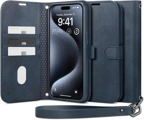 Spigen Wallet S Pro Navy iPhone 15 Pro - Phone Case - Main image